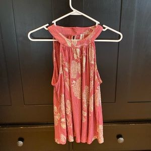 Beautiful, flowing gold and burgundy sleeveless top